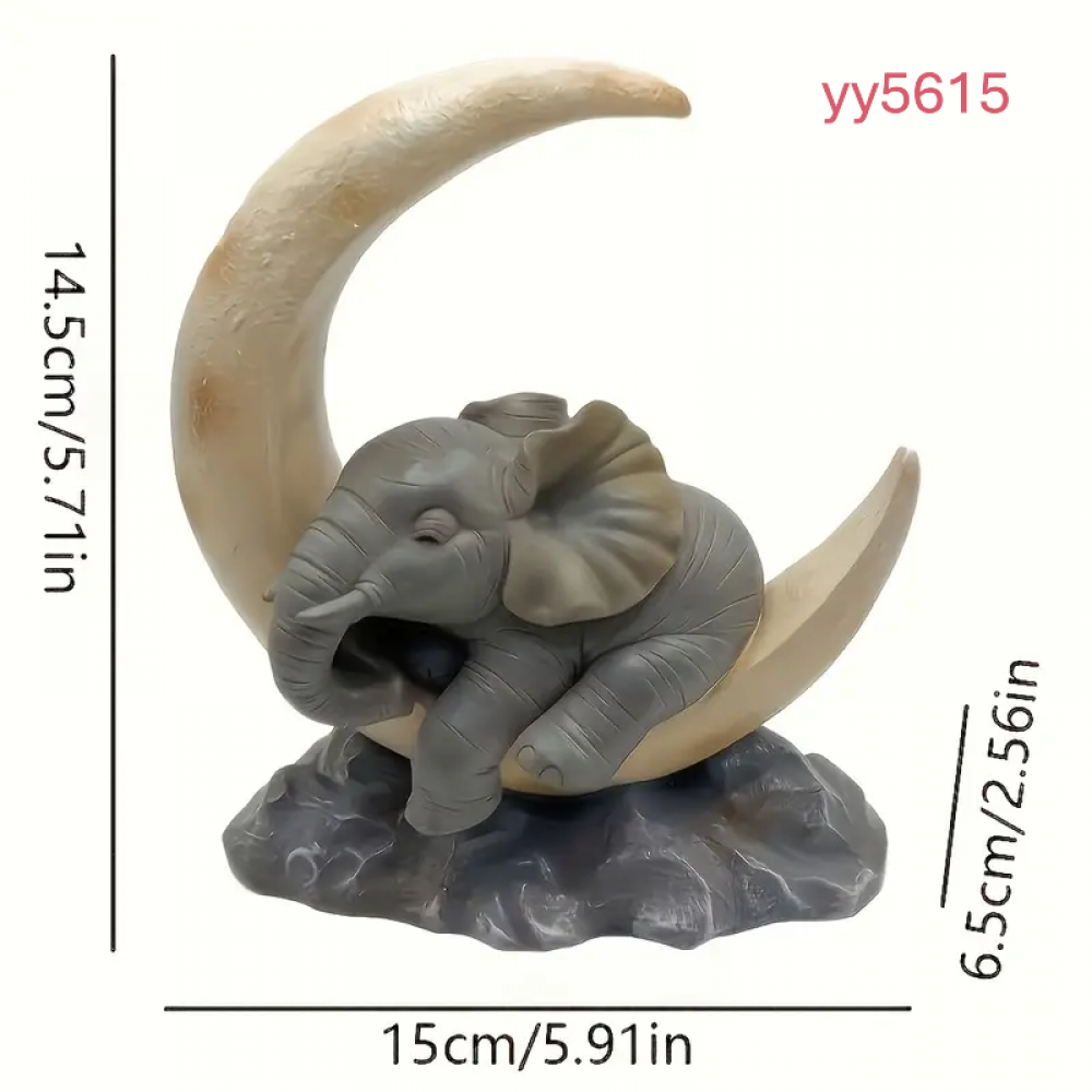 YY5615 Ay Temalı Uyuyan Fil Figürü Mum Biblo Silikon Kalıp – Masalsı ve Şık Dekoratif Hediye!